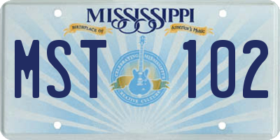 MS license plate MST102