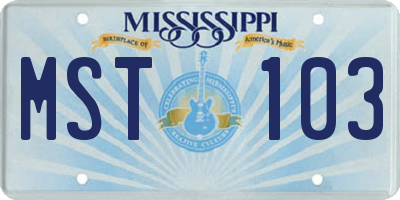 MS license plate MST103