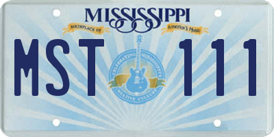 MS license plate MST111