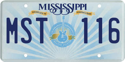 MS license plate MST116