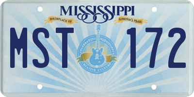 MS license plate MST172