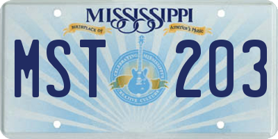 MS license plate MST203