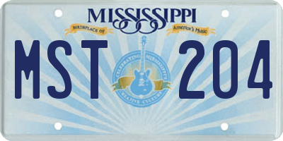 MS license plate MST204