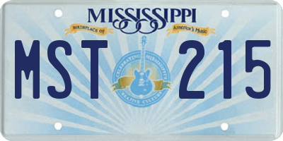 MS license plate MST215