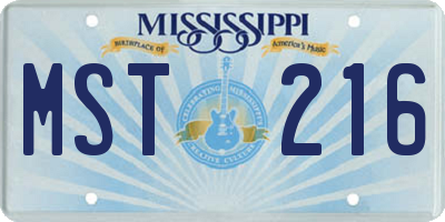 MS license plate MST216