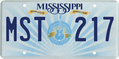 MS license plate MST217