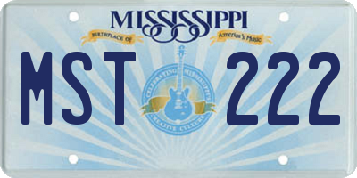 MS license plate MST222