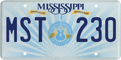 MS license plate MST230