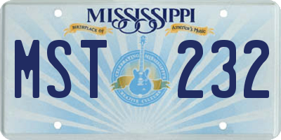 MS license plate MST232