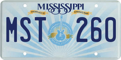 MS license plate MST260