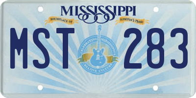 MS license plate MST283