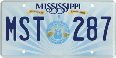 MS license plate MST287