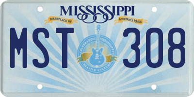 MS license plate MST308