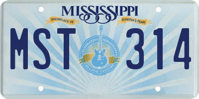 MS license plate MST314
