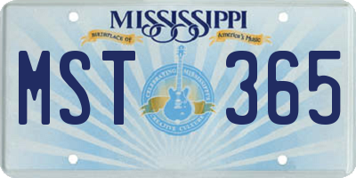 MS license plate MST365