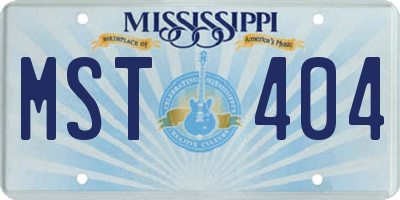 MS license plate MST404