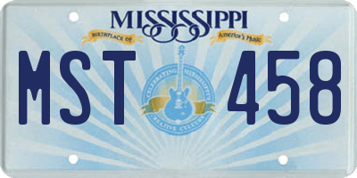 MS license plate MST458