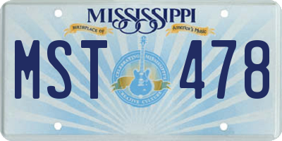 MS license plate MST478