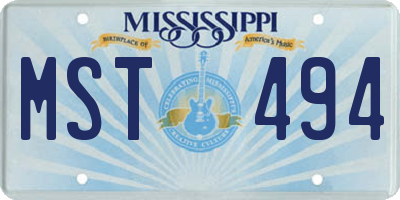 MS license plate MST494