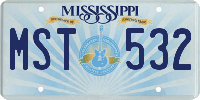 MS license plate MST532