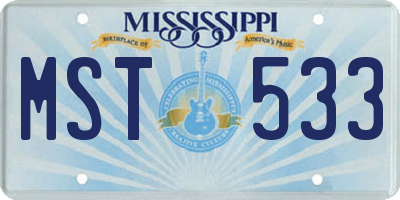 MS license plate MST533