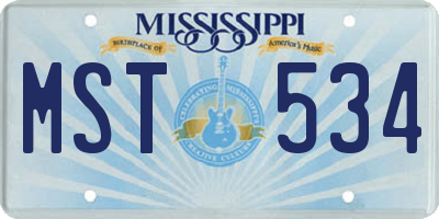 MS license plate MST534