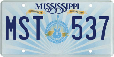 MS license plate MST537