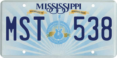 MS license plate MST538