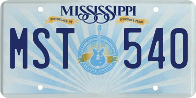 MS license plate MST540