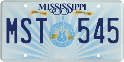 MS license plate MST545