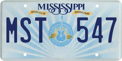 MS license plate MST547