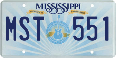 MS license plate MST551