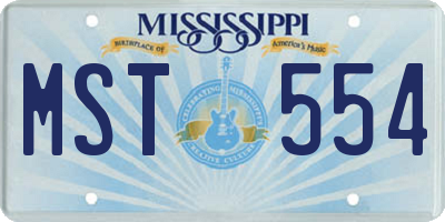 MS license plate MST554