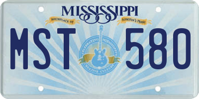 MS license plate MST580