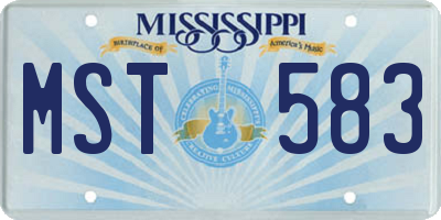 MS license plate MST583