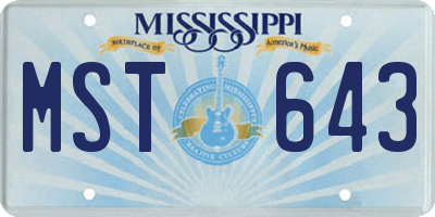 MS license plate MST643