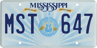 MS license plate MST647