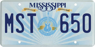 MS license plate MST650