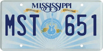 MS license plate MST651