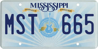 MS license plate MST665