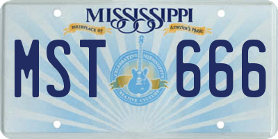 MS license plate MST666