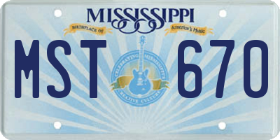MS license plate MST670