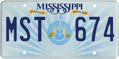 MS license plate MST674