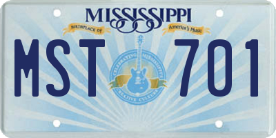 MS license plate MST701