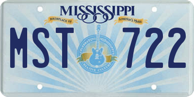 MS license plate MST722