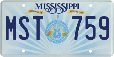 MS license plate MST759