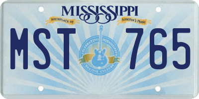MS license plate MST765