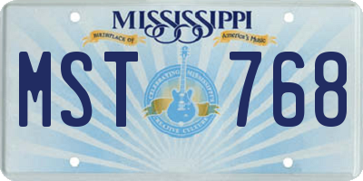 MS license plate MST768