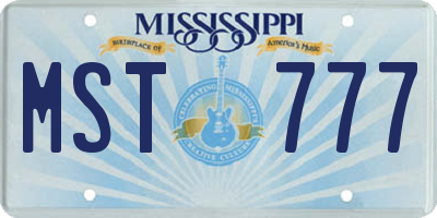 MS license plate MST777