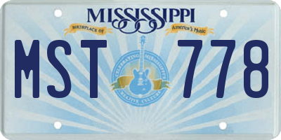 MS license plate MST778